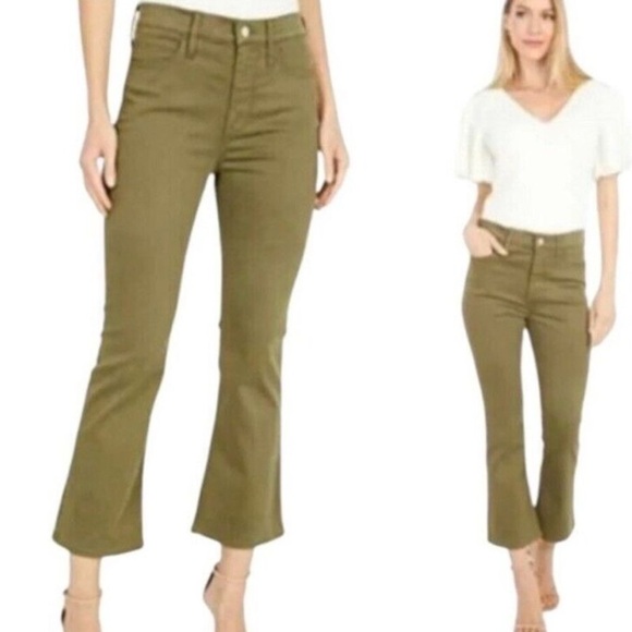 J. Crew Jeans 9" Billie Demi Boot Crop Olive Green Stretch Size 25 Style AQ781 - Picture 13 of 13